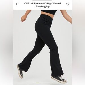 Aerie Offline Black High Waisted Flare Legging L